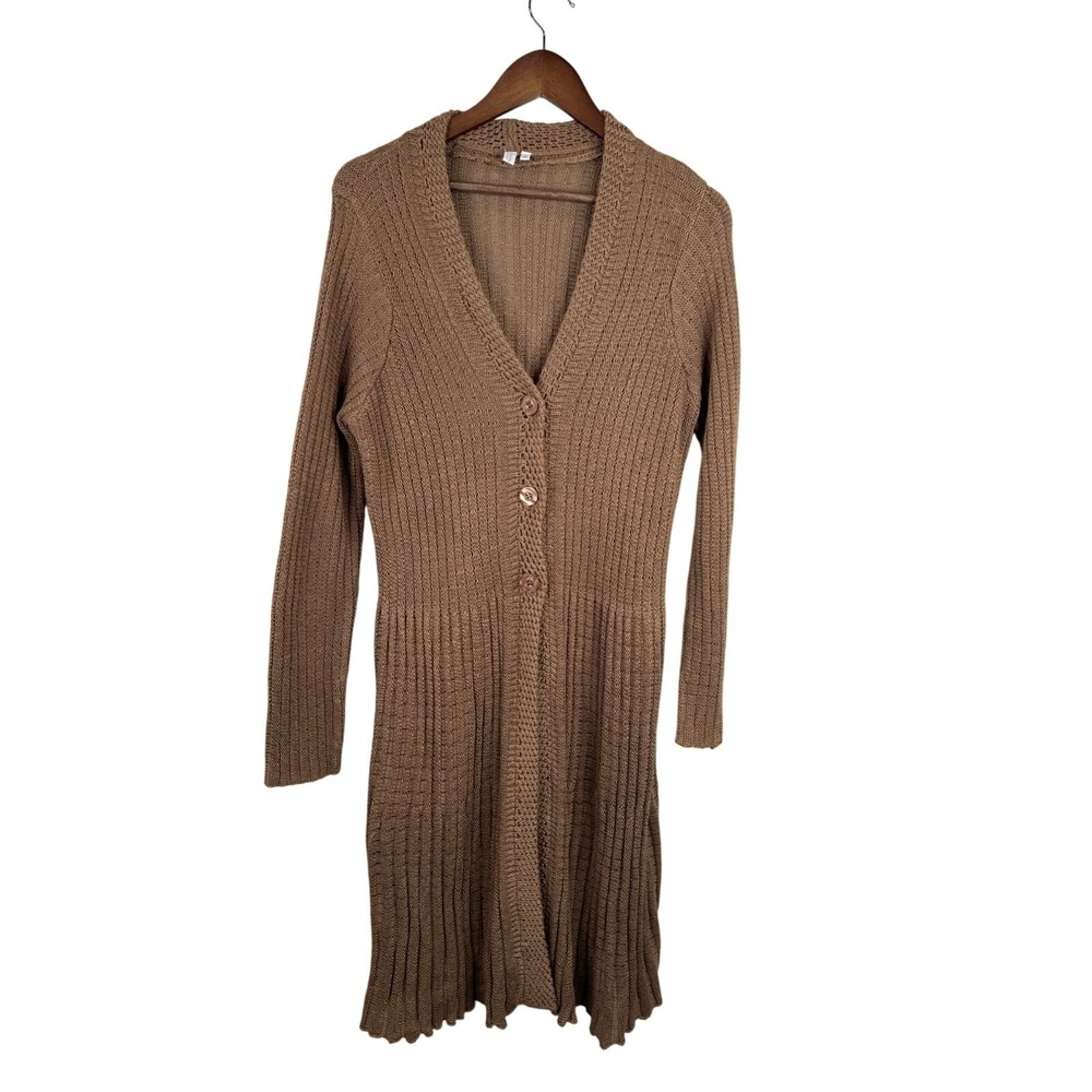 Vintage Madison Womens Knit‎ Long Cardigan Sweater Brown Preppy Y2K 90s